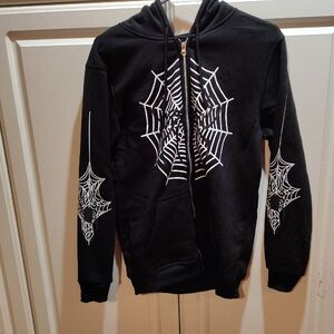 Stylish Black Spider Web Hoodie